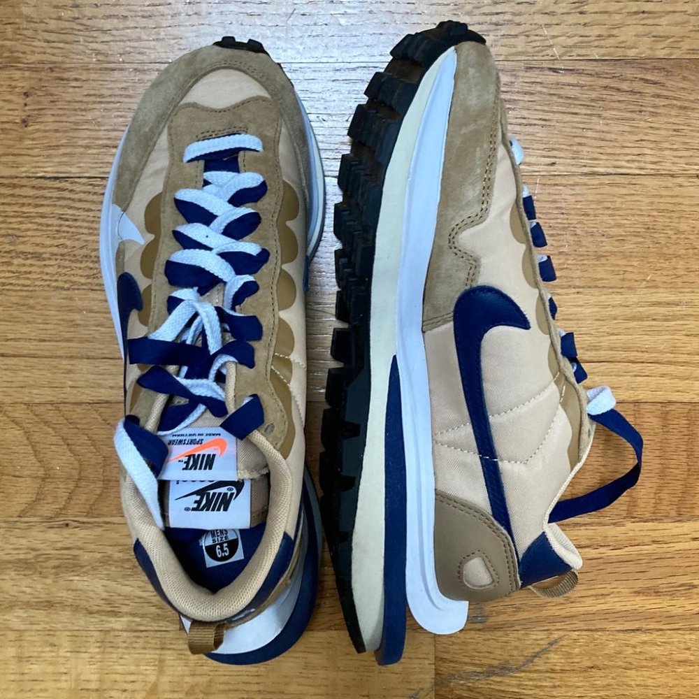 Nike x sacai VaporWaffle Sesame and Blue Void